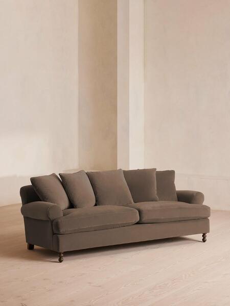  Soho Home Audrey Three Seater Sofa, Velvet, Taupe 