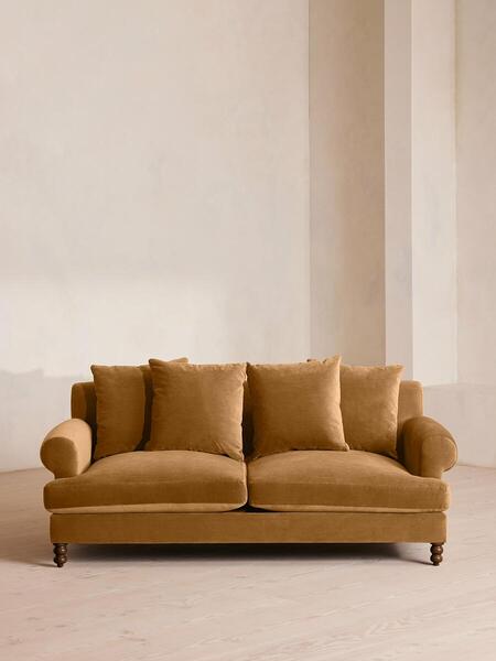  Soho Home Audrey Two Seater Sofa, Velvet, Mustard 