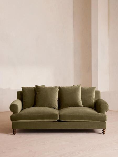  Soho Home Audrey Two Seater Sofa, Velvet, Olive 