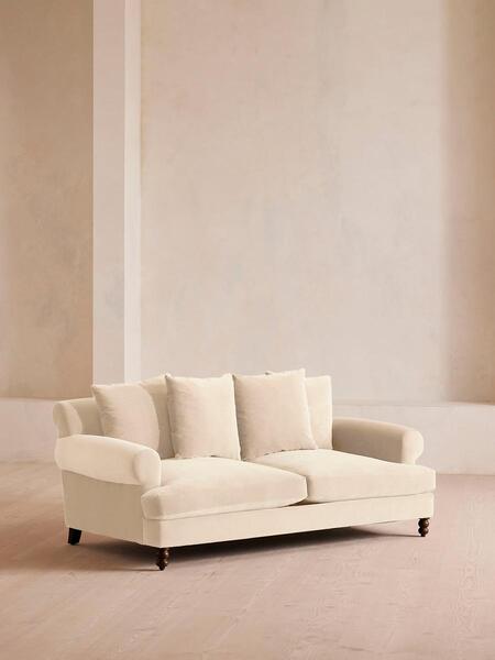  Soho Home Audrey Two Seater Sofa, Velvet, Porcelain 