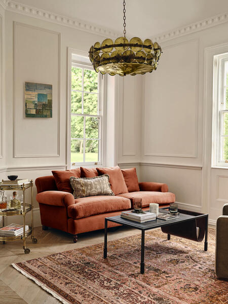  Soho Home Audrey Two Seater Sofa, Velvet Rust 