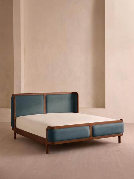  Soho Home Belsa Bed, King, Linen, Prussian Blue 