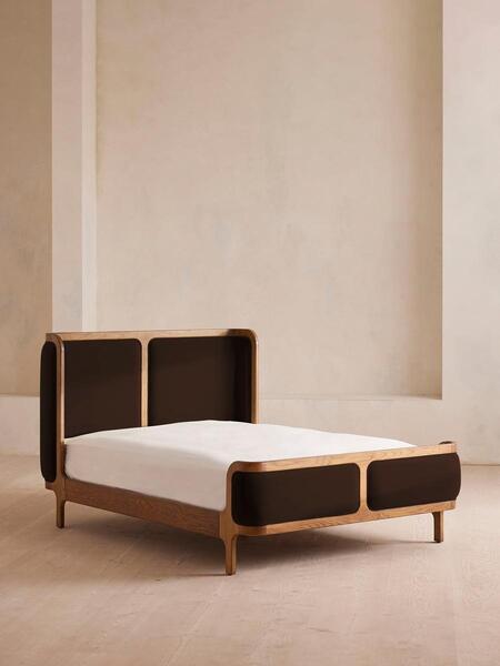 Soho Home Belsa Bed, Light Oak, King, Velvet, Chocolate 