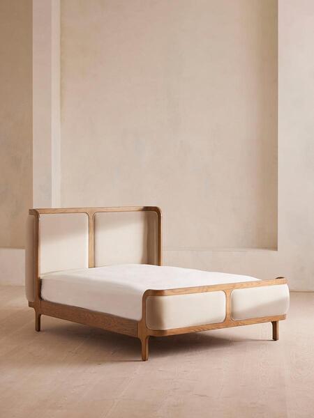  Soho Home Belsa Bed, Light Oak, Super King, Velvet, Porcelain 
