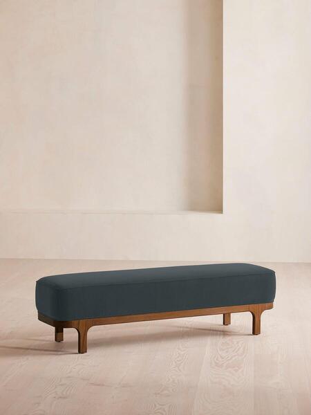  Soho Home Belsa Bench, Velvet, Grey Blue 