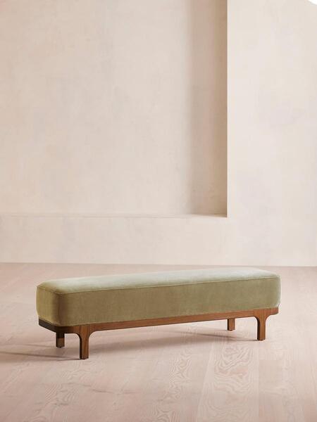  Soho Home Belsa Bench, Velvet, Lichen 