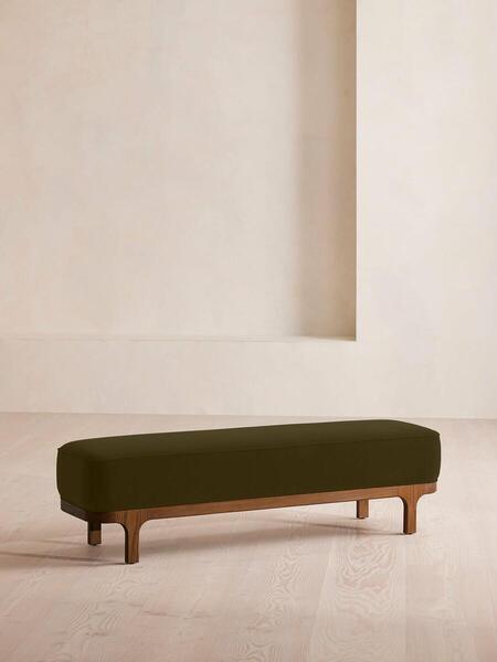  Soho Home Belsa Bench, Velvet, Olive 