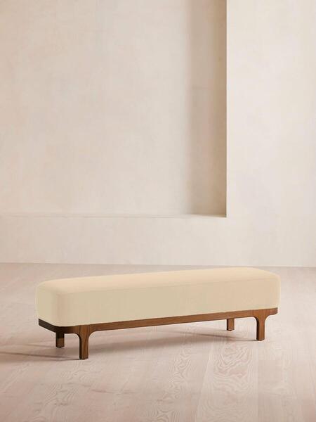  Soho Home Belsa Bench, Velvet, Porcelain 