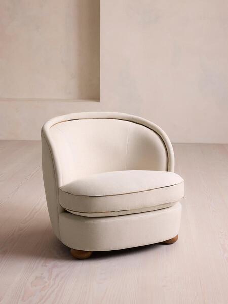  Soho Home Blair Tub Armchair, Natural Linen, Floral Ikat Trim 