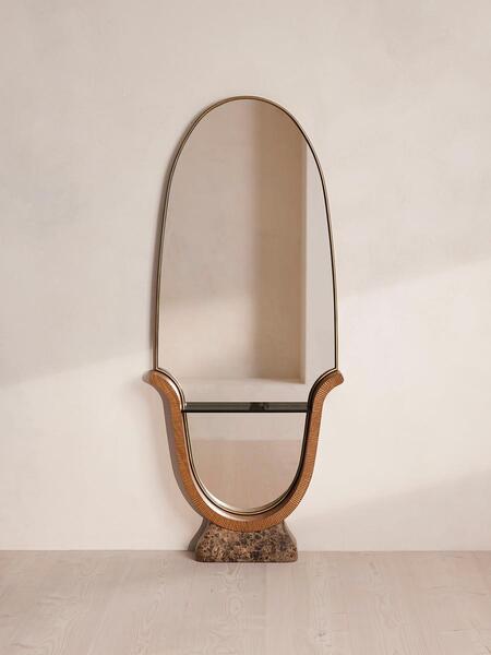  Soho Home Brodie Floor Mirror, Oak & Marble 