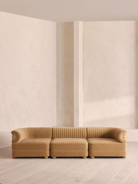  Soho Home Caleb Modular Four Seater Sofa, Velvet, Camel, Blonde Burl, Uk 