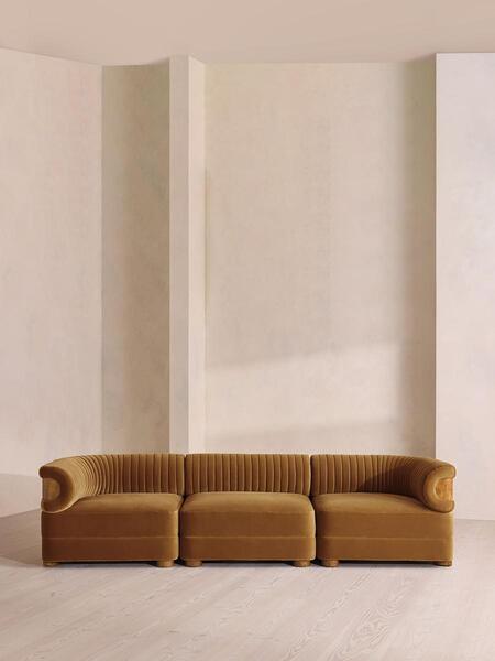  Soho Home Caleb Modular Four Seater Sofa, Velvet, Mustard, Dark Burl, Uk 