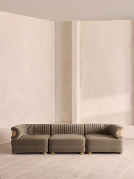  Soho Home Caleb Modular Four Seater Sofa, Velvet, Taupe, Blonde Burl, Uk 