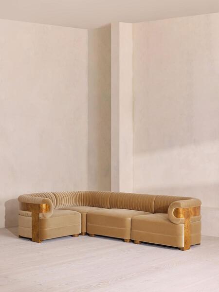  Soho Home Caleb Modular L Shape Sofa, Velvet, Camel, Dark Burl, Uk 