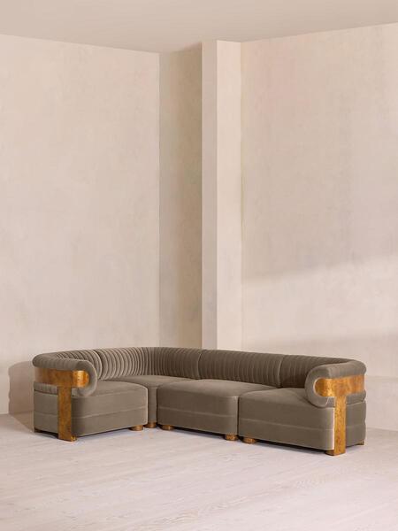  Soho Home Caleb Modular L Shape Sofa, Velvet, Taupe, Dark Burl, Uk 