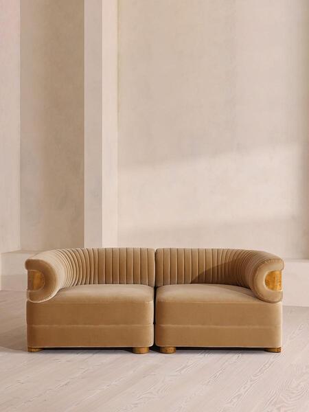  Soho Home Caleb Modular Three Seater Sofa, Velvet, Camel, Dark Burl, Uk 