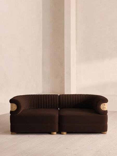  Soho Home Caleb Modular Three Seater Sofa, Velvet, Chocolate, Blonde Burl, Uk 