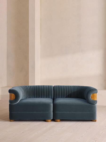  Soho Home Caleb Modular Three Seater Sofa, Velvet, Grey Blue, Dark Burl, Uk 