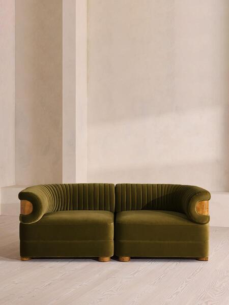  Soho Home Caleb Modular Three Seater Sofa, Velvet, Olive, Dark Burl, Uk 