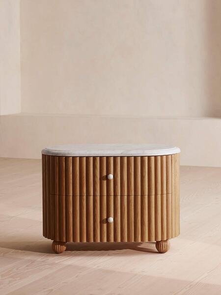  Soho Home Carlisle Bedside Table, Carrara Marble, Large 