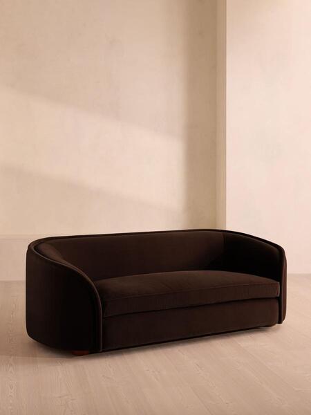  Soho Home Conall Three Seater Sofa, Velvet, Chocolate 