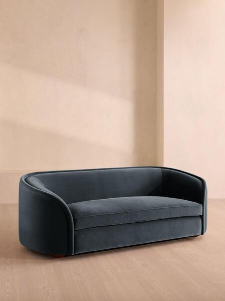  Soho Home Conall Three Seater Sofa, Velvet, Grey Blue 