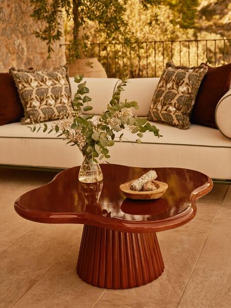 Soho Home Dayton Outdoor Coffee Table, Concrete, Maroon 