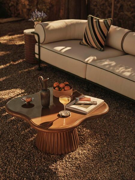  Soho Home Dayton Outdoor Coffee Table, Concrete, Ochre 