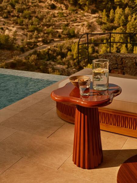  Soho Home Dayton Outdoor Side Table, Concrete, Maroon 