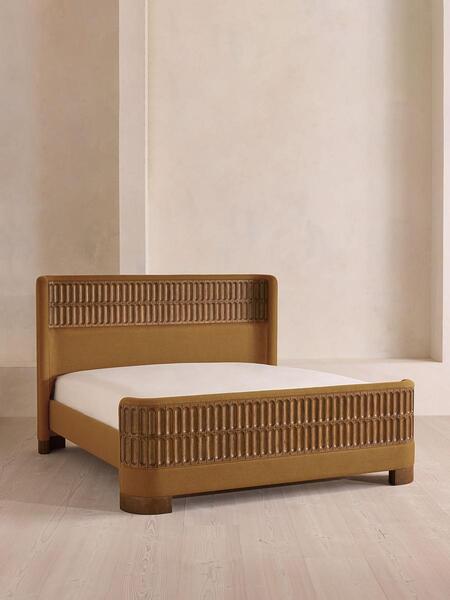  Soho Home Devon Bed, King, Linen, Ochre 