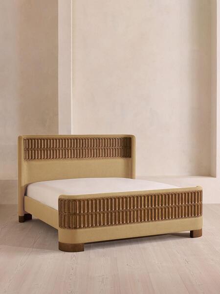  Soho Home Devon Bed, King, Linen, Wheat 