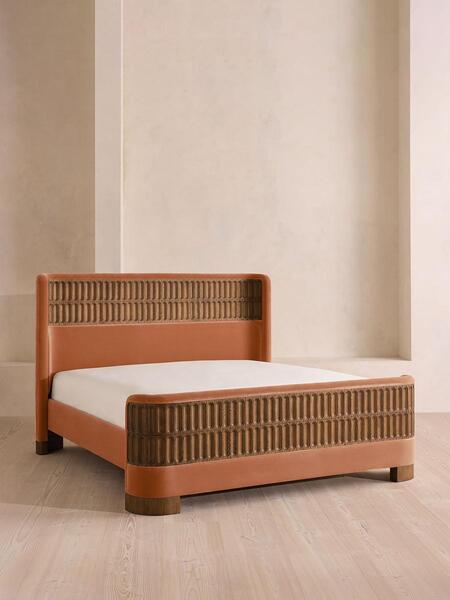  Soho Home Devon Bed, King, Velvet, Antique Rose 