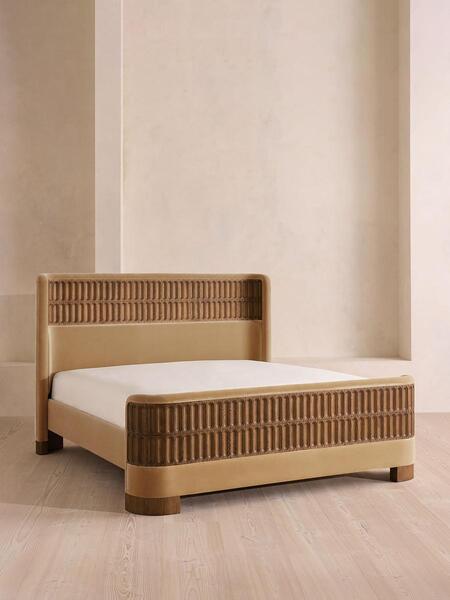  Soho Home Devon Bed, King, Velvet, Camel 