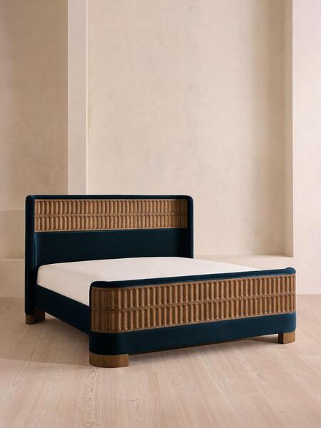  Soho Home Devon Bed, King, Velvet, Royal Blue 