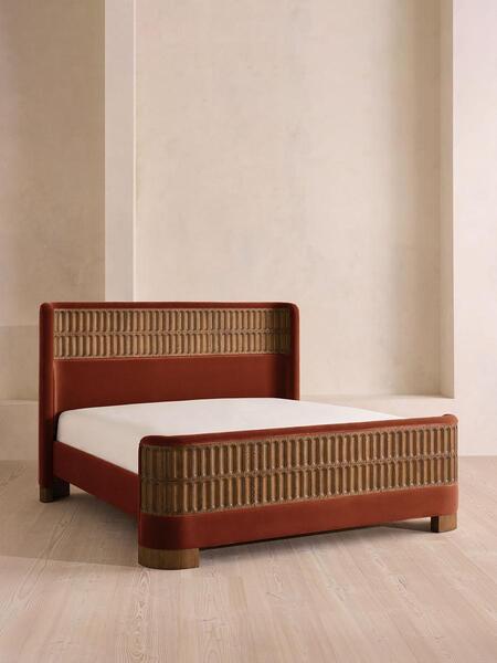  Soho Home Devon Bed, King, Velvet, Rust 
