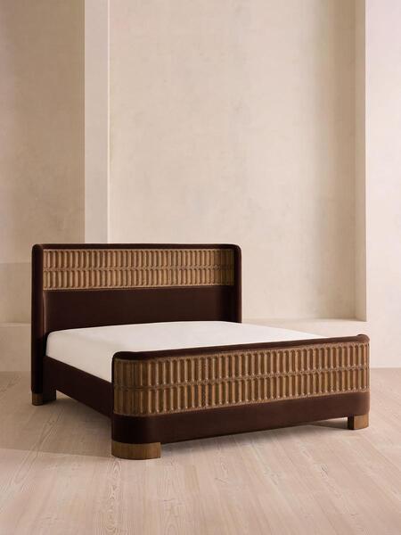  Soho Home Devon Bed, Super King, Velvet, Chocolate 