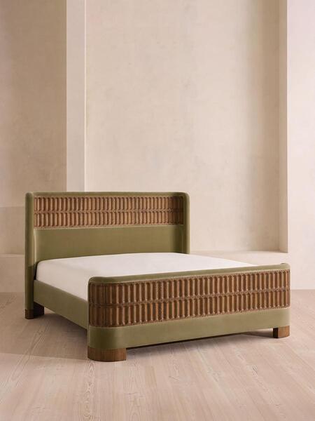  Soho Home Devon Bed, Super King, Velvet, Lichen 