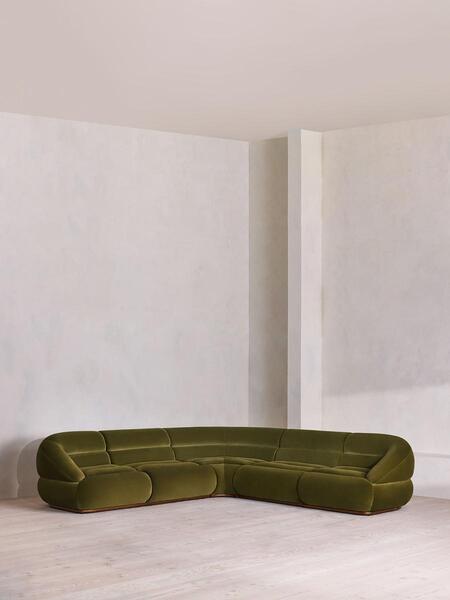  Soho Home Edison Modular Sofa, Corner Sofa, Velvet, Olive Uk 