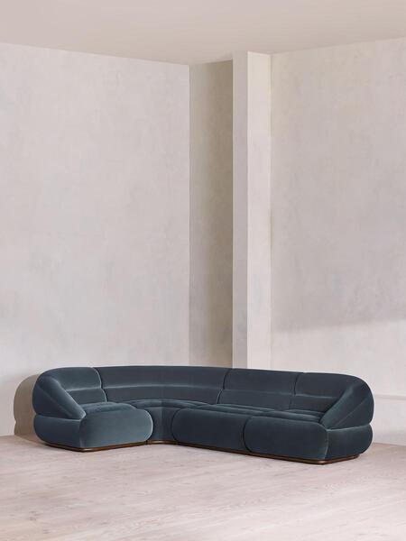  Soho Home Edison Modular Sofa, L Shape Sofa, Velvet, Grey Blue Uk 