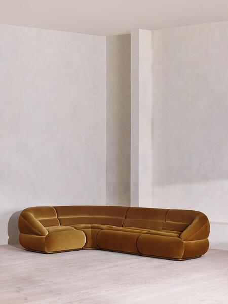  Soho Home Edison Modular Sofa, L Shape Sofa, Velvet, Mustard Uk 