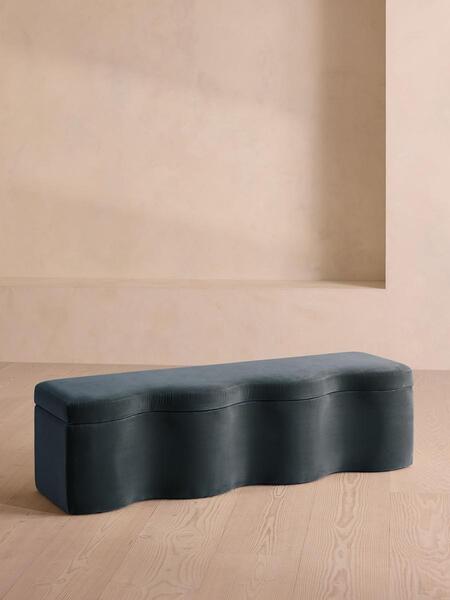  Soho Home Eli Storage Bench, Grey Blue Velvet 