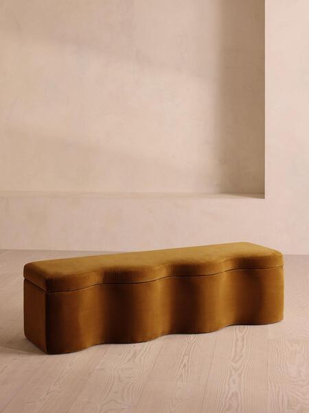  Soho Home Eli Storage Bench, Mustard Velvet 