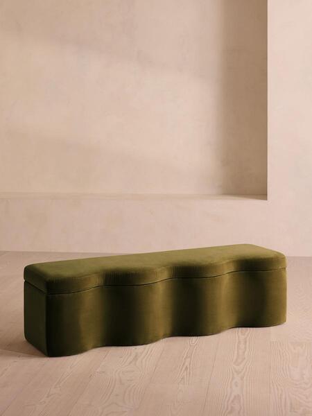  Soho Home Eli Storage Bench, Olive Velvet 