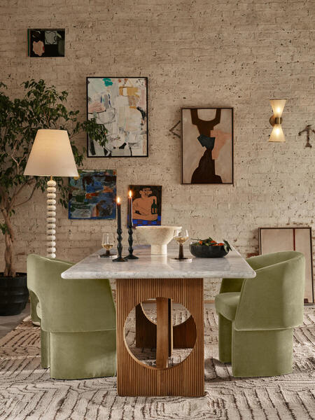  Soho Home Elliot Dining Table, Carrara Marble 