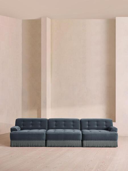  Soho Home Elowen Modular Sofa, Four Seater, Velvet, Grey Blue Uk 