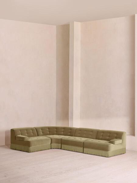 Soho Home Elowen Modular Sofa, L Shape Sofa, Velvet, Lichen Uk 