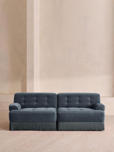  Soho Home Elowen Modular Sofa, Three Seater, Velvet, Grey Blue Uk 