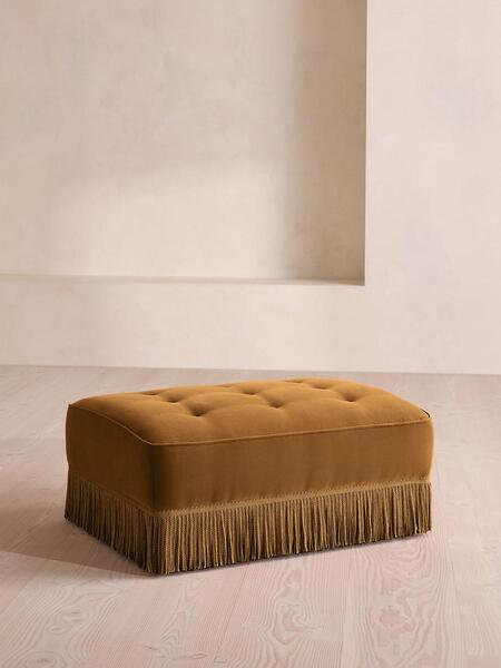  Soho Home Elowen Ottoman, Velvet, Mustard, Uk 