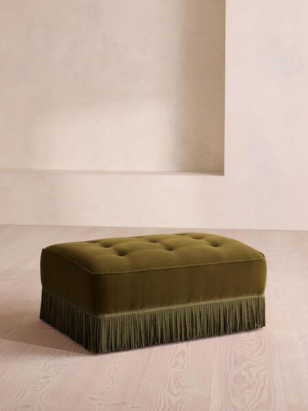  Soho Home Elowen Ottoman, Velvet, Olive, Uk 