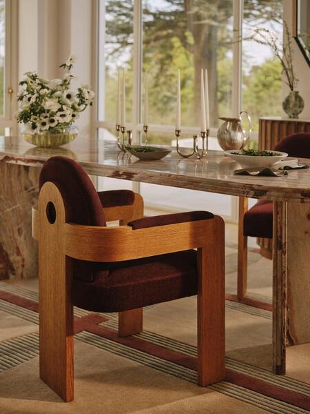  Soho Home Emerson Dining Chair, Linen Chenille, Bordeaux, Uk 